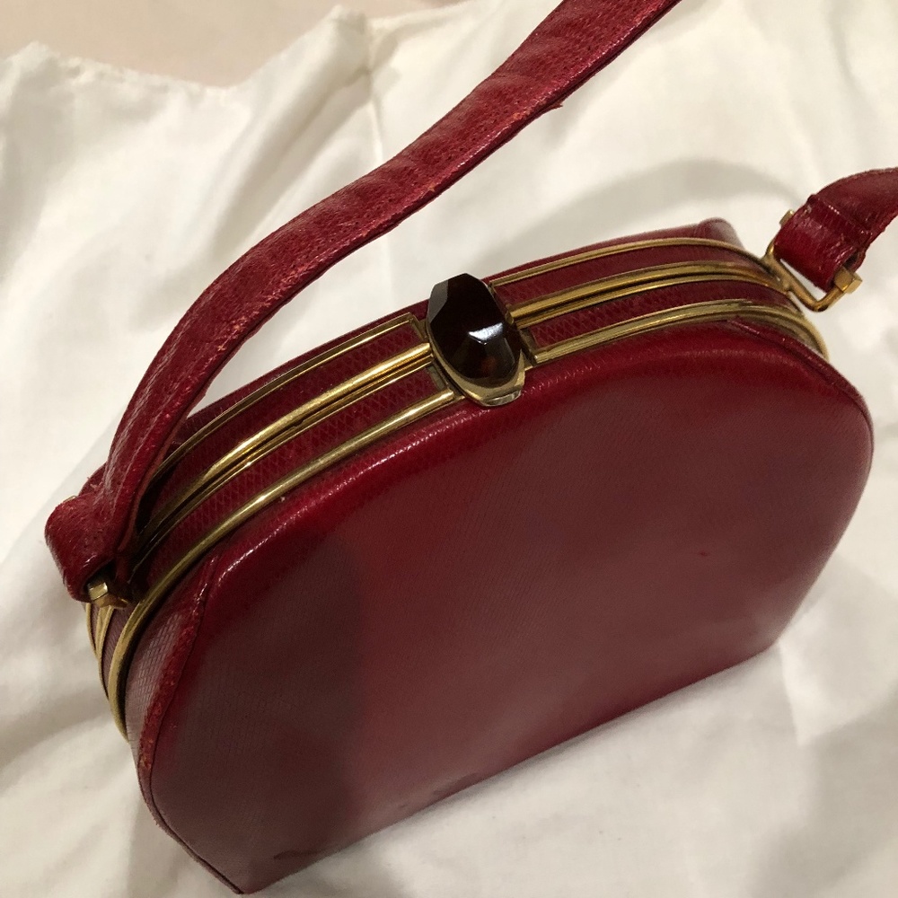 Beautiful Vintage Red and Gold Leather Purse